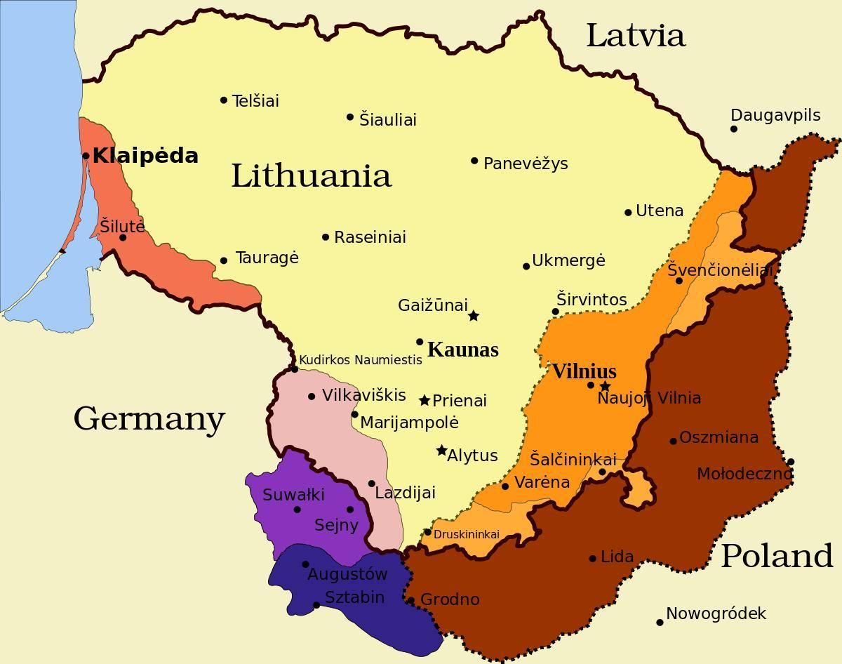 नक्शे के kaunas, लिथुआनिया