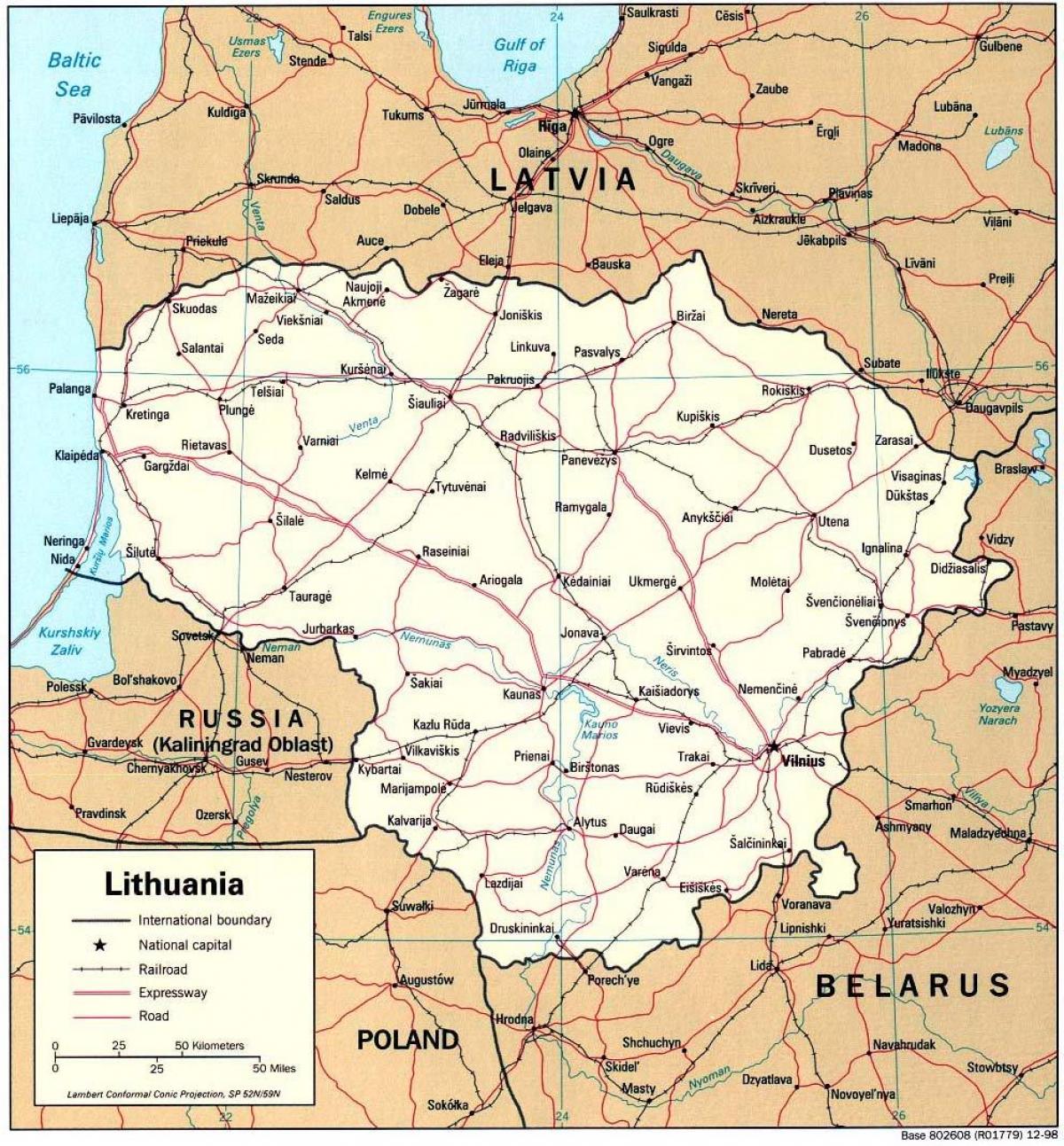 दिखा नक्शा लिथुआनिया