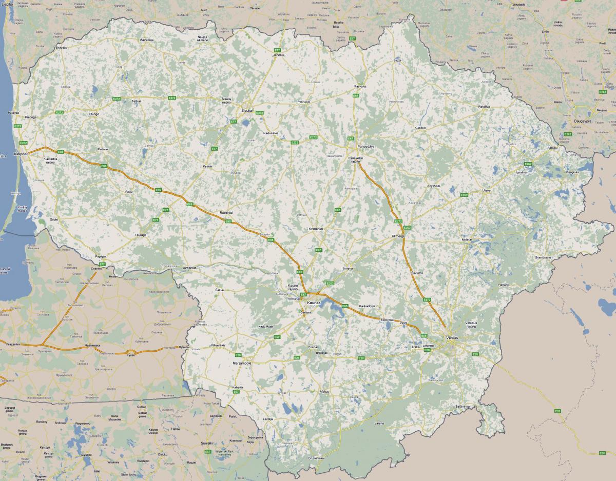 नक्शा लिथुआनिया के पर्यटक 