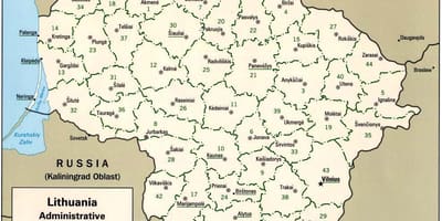 नक्शे के मानचित्र के साथ लिथुआनिया के शहरों